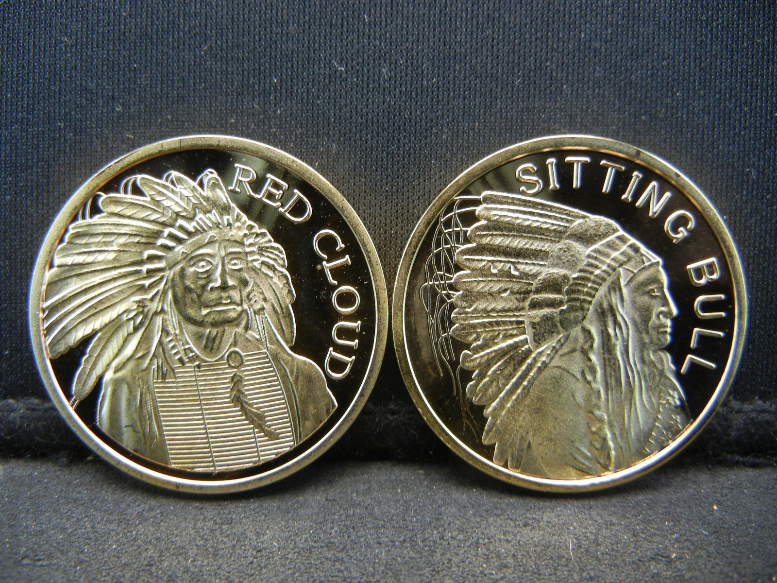 CLAD Red Cloud & Sitting Collector Rounds 100 Mills 24: CLAD Red Cloud & Sitting Collector Rounds 100 Mills 24 Karat Gold 2 Rounds Clad