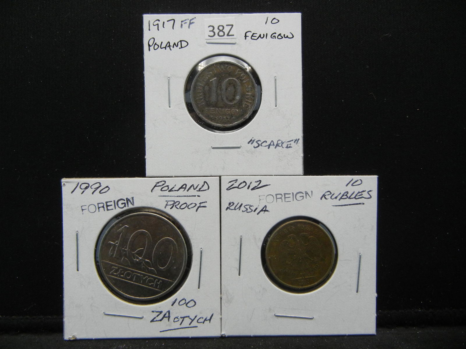 1917 Poland Ten Fenigow, 1990 Poland One Hundred (1 of 5)