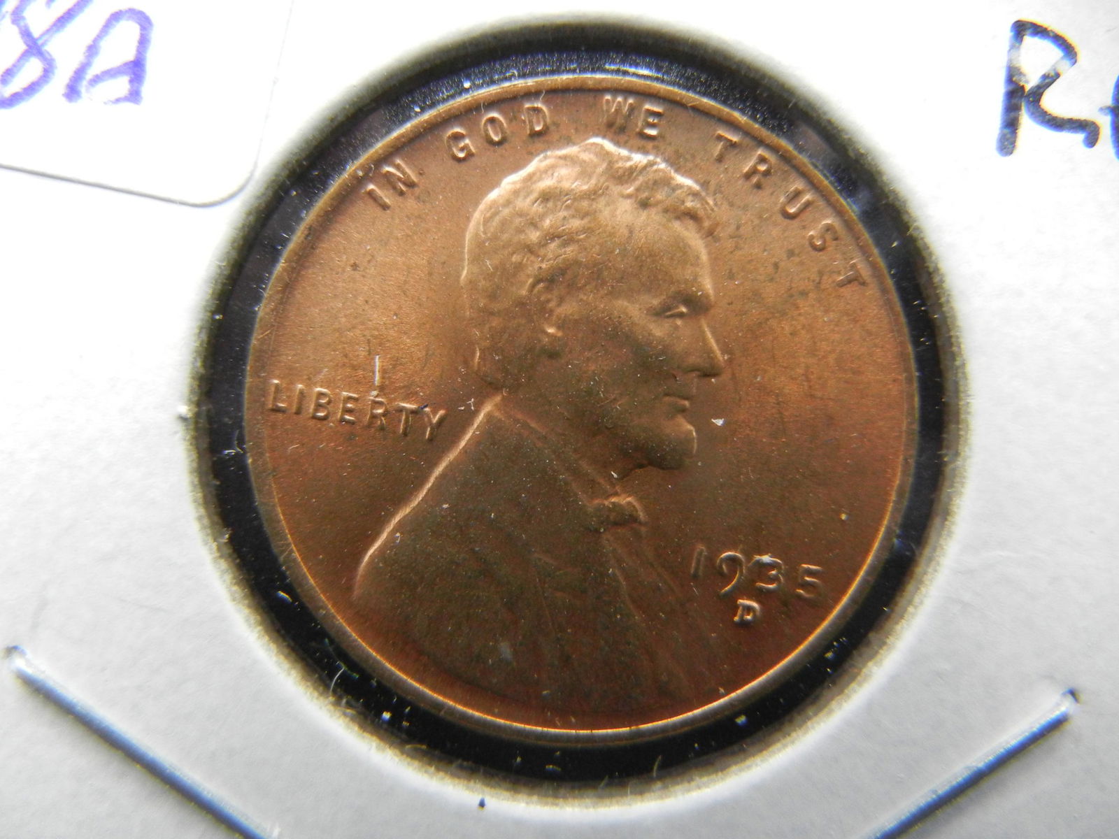 1935-D Lincoln Cent.  MS 64 RED.  A truly scarce coin. (1 of 3)