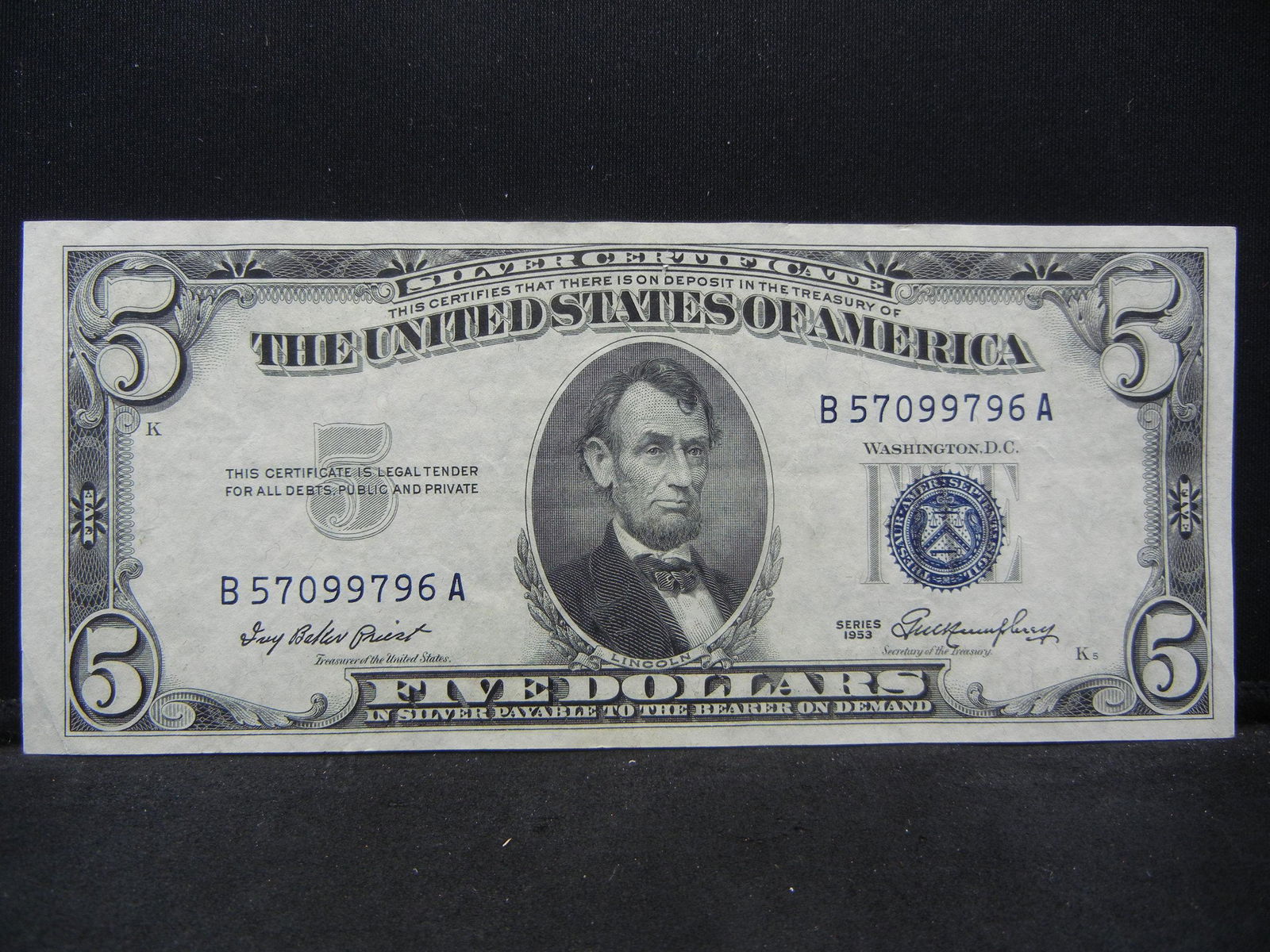 1953 $5 Silver Certificate. Nice XF. (1 of 3)