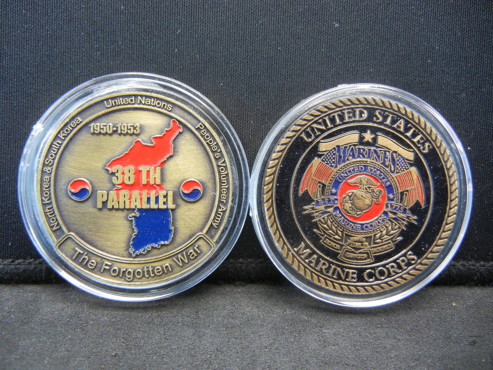 (2 MILITARY TOKENS-MARINE CORPS/KOREAN WAR), PROOF: (2 MILITARY TOKENS-MARINE CORPS/KOREAN WAR), PROOF