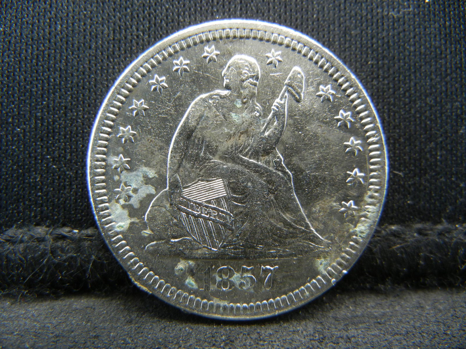 1857 Seated Quarter XF Details (1 of 2)