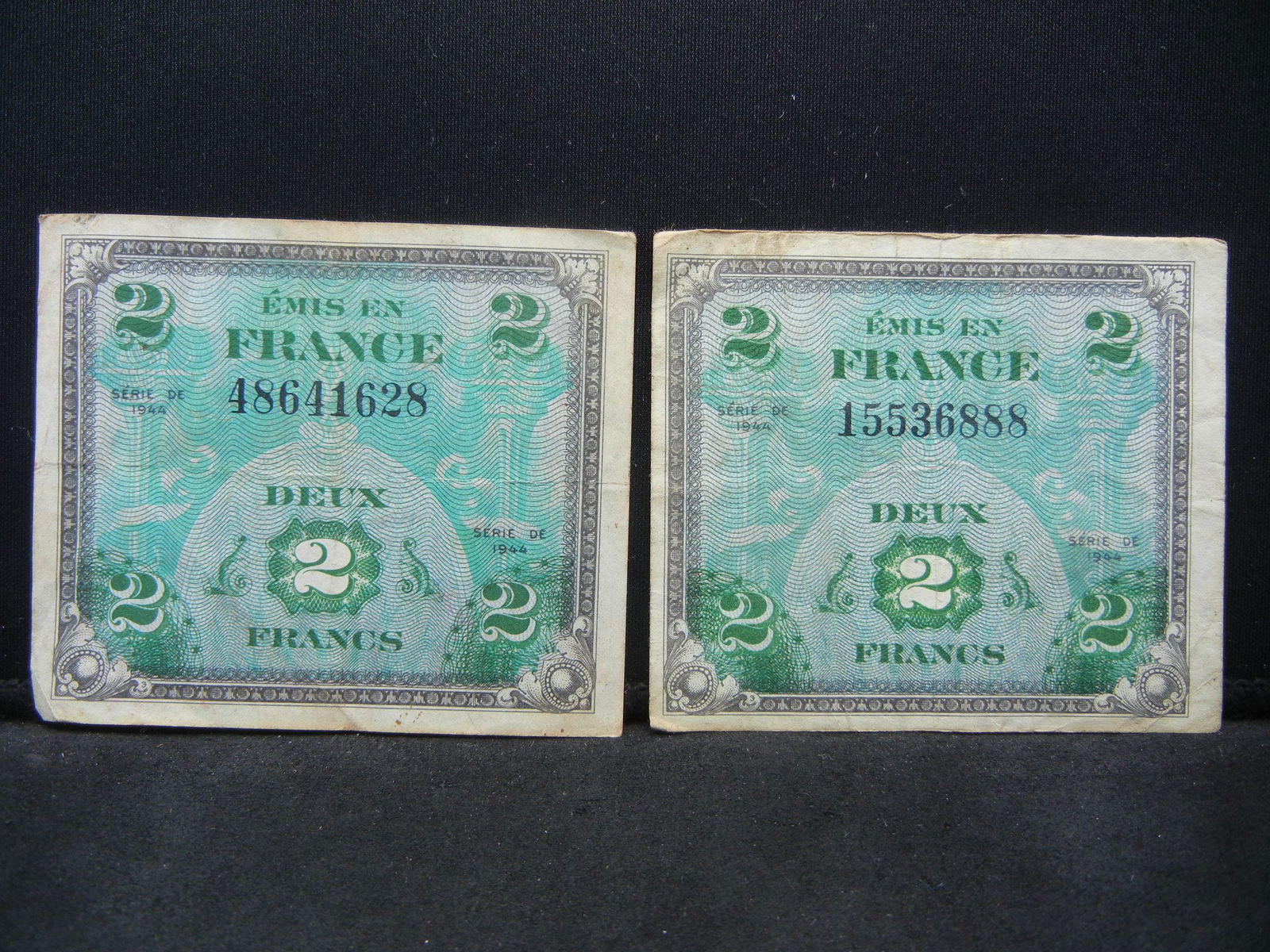Two 1944 French 2 Francs Military Currency. (1 of 4)