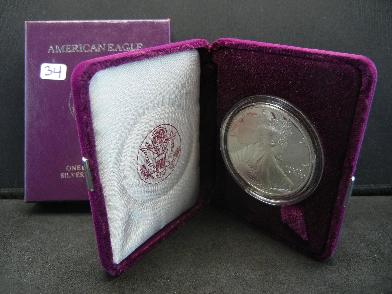 1991-S Silver American Eagle.  In original mint box. (1 of 3)