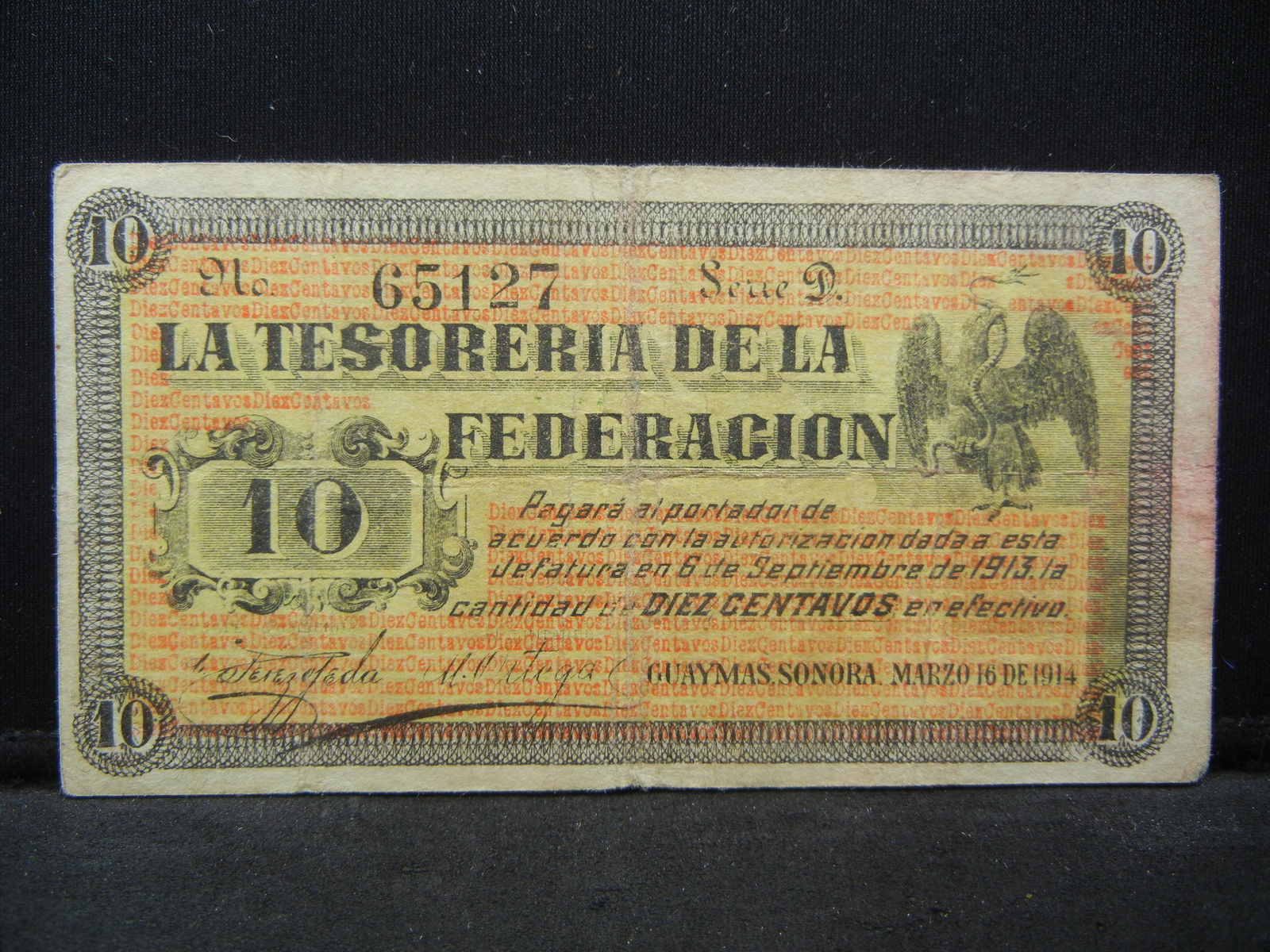 1914 Mexico 10 Centavos-Guaymas (1 of 3)