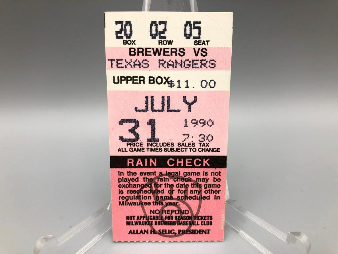 Nolan Ryan 300th Win Game Ticket - July 31, 1990 (1 of 2)