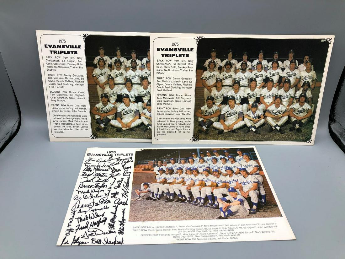 75(2) & 76 Evansville triplets minor league team photos (1 of 1)