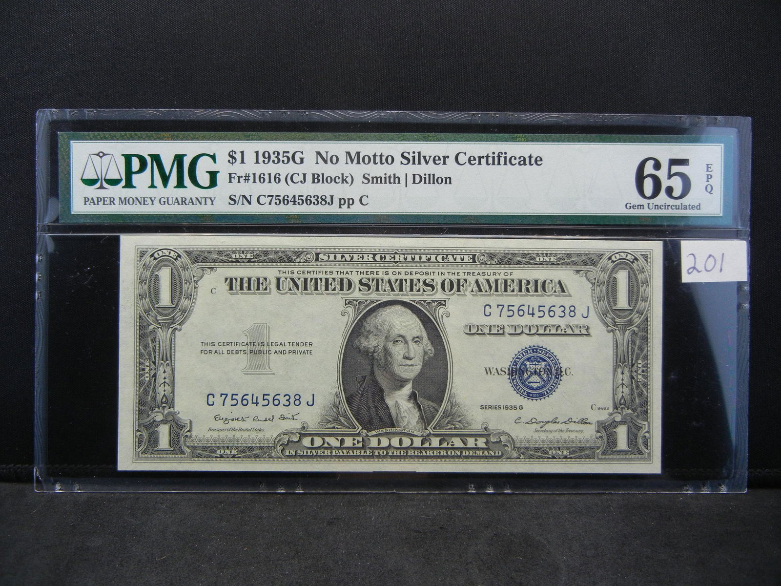 1935 $1.00 Silver Certificate No Motto PMG 65 EPQ (1 of 5)