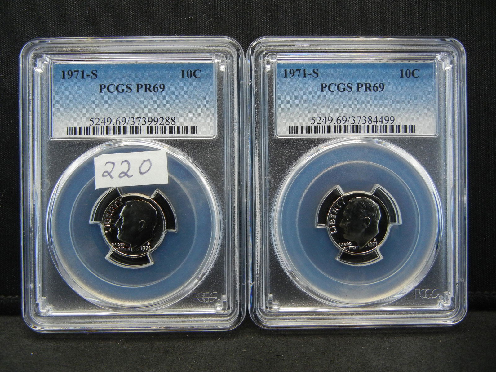 (2) 1971 S Roosevelt Dimes PCGS PR69 (1 of 9)