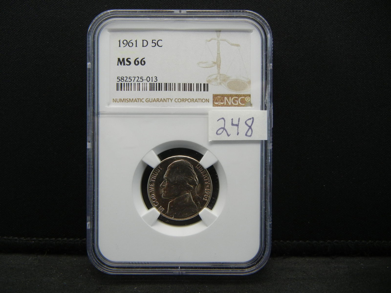 1961 D Jefferson Nickel NGC MS66 NGC Price Guide $850: 1961 D Jefferson Nickel NGC MS66 NGC Price Guide $850