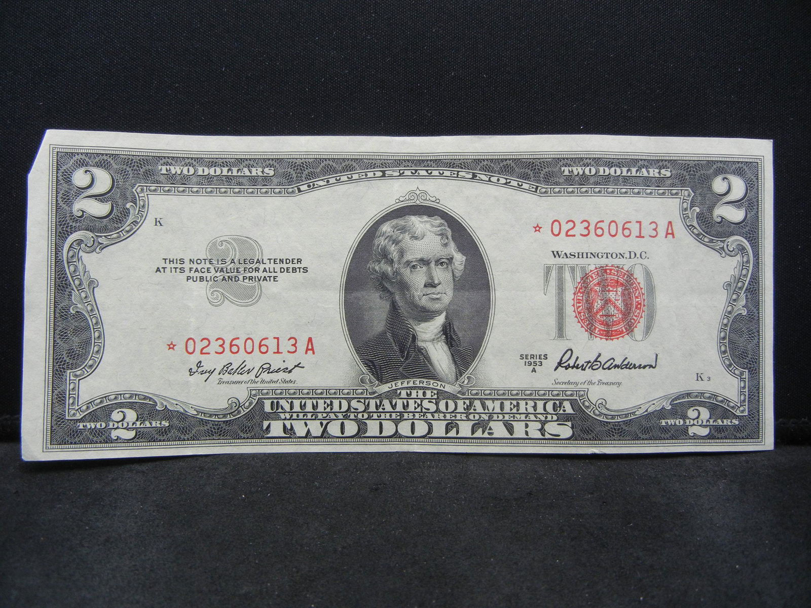 1953 $2.00 Red Seal Star Note (1 of 3)