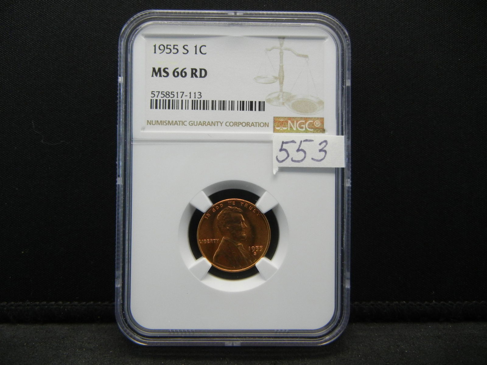 1955 S Lincoln Cent NGC MS66 RED Blazer (1 of 4)
