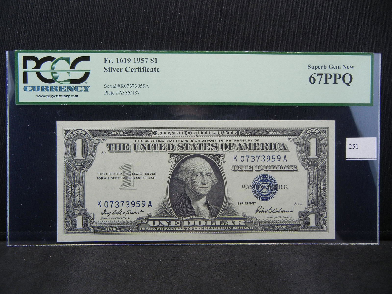 1957 $1.00 Silver Certificate PCGS 67 PPQ Extremely (1 of 5)