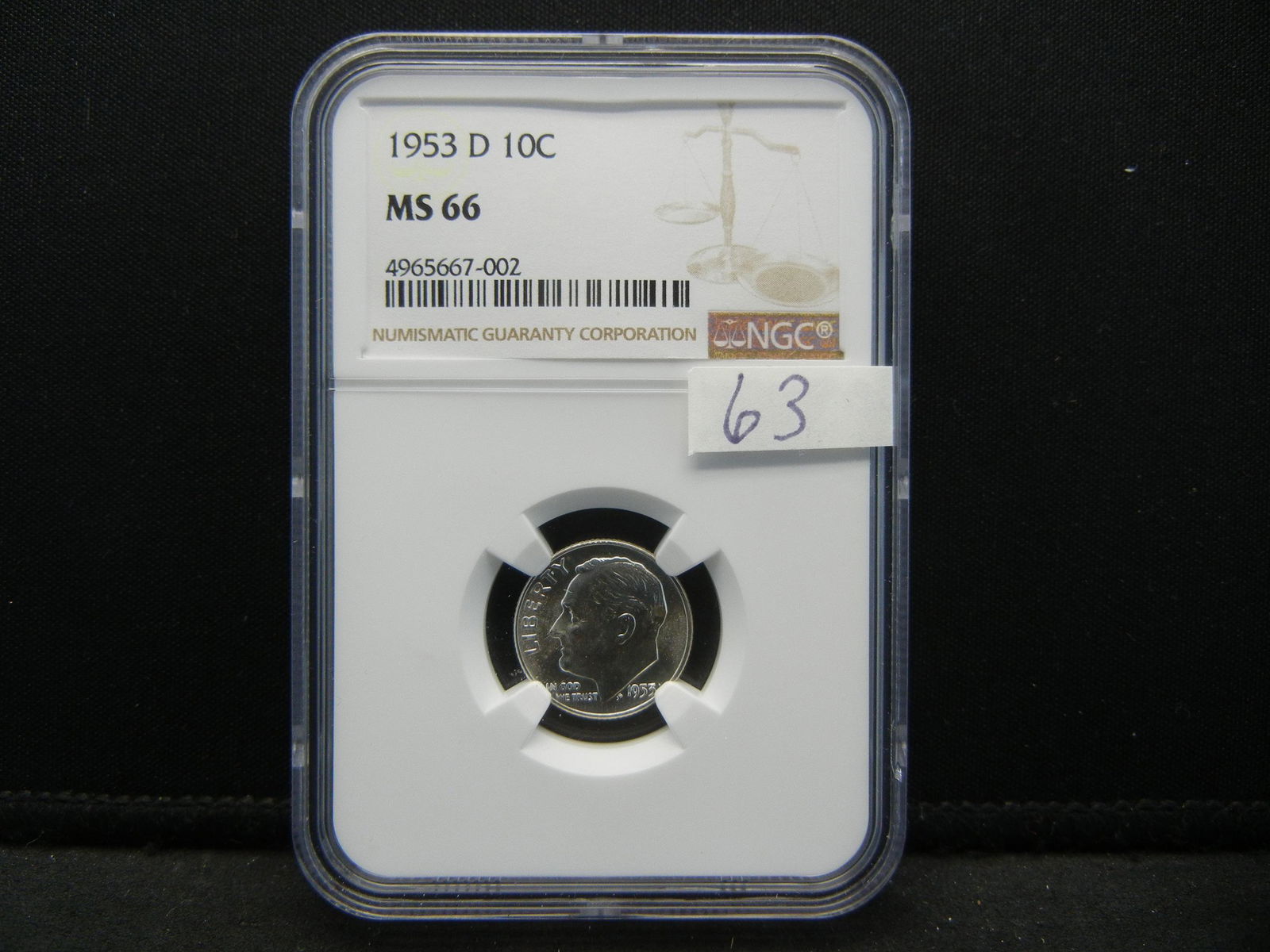 1953 D Roosevelt Dime NGC MS66 Better Date (1 of 4)