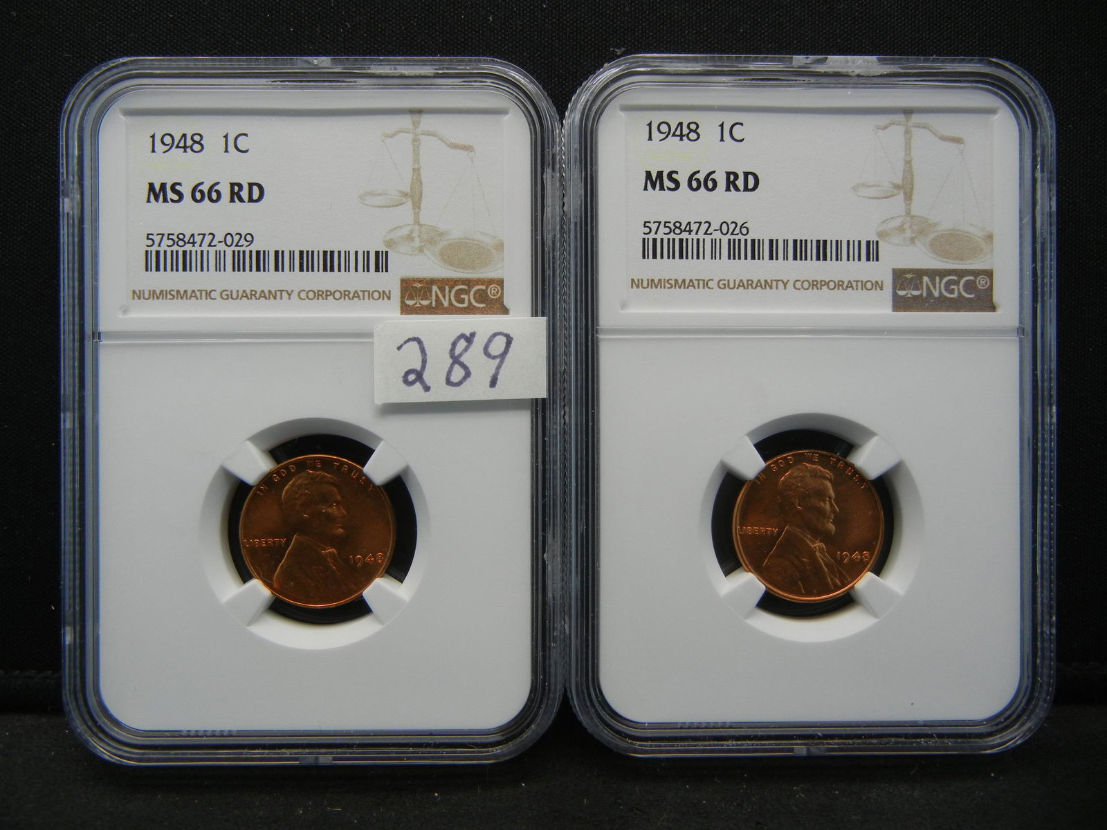(2) 1948 Lincoln Cents NGC MS66 RED NGC Price Guide For: (2) 1948 Lincoln Cents NGC MS66 RED NGC Price Guide For Pair $270