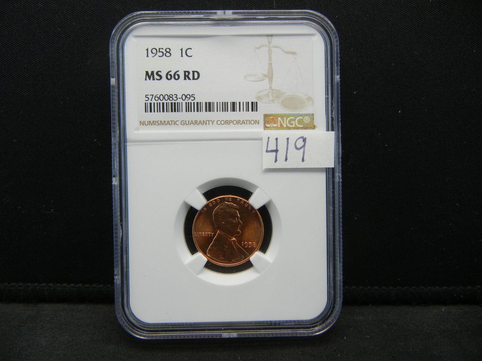 1958 Lincoln Cent NGC MS66 RED (1 of 4)