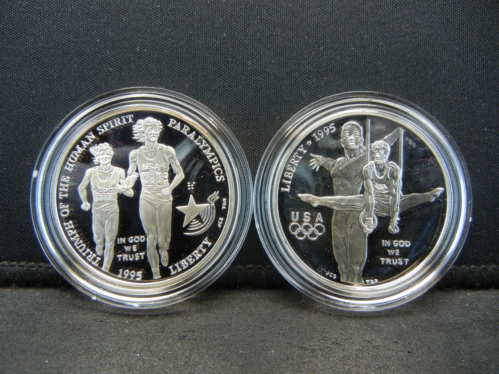 1995 Olympic Games 2 Coin Proof Set Gymnast and Blind (1 of 4)