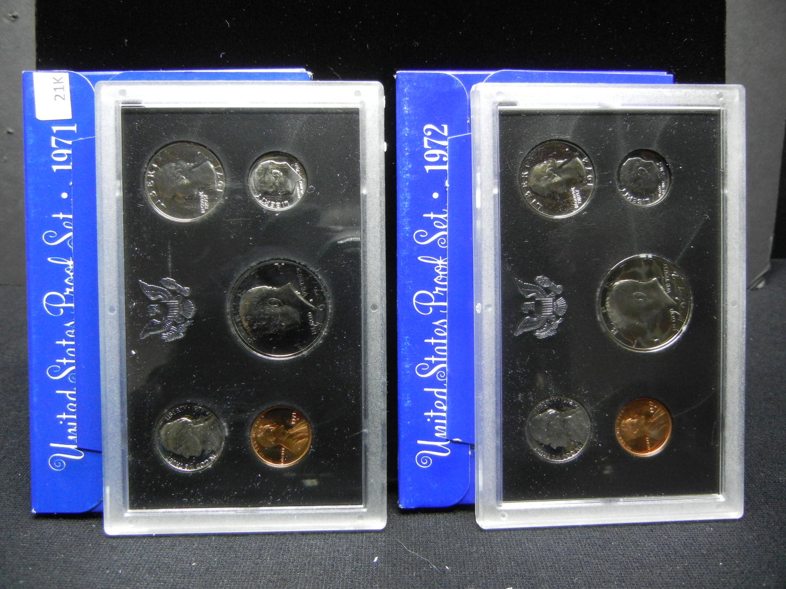 1971 & 1972 United States Mint 5-Coin Proof Sets With: 1971 & 1972 United States Mint 5-Coin Proof Sets With Original Gov't Packaging.