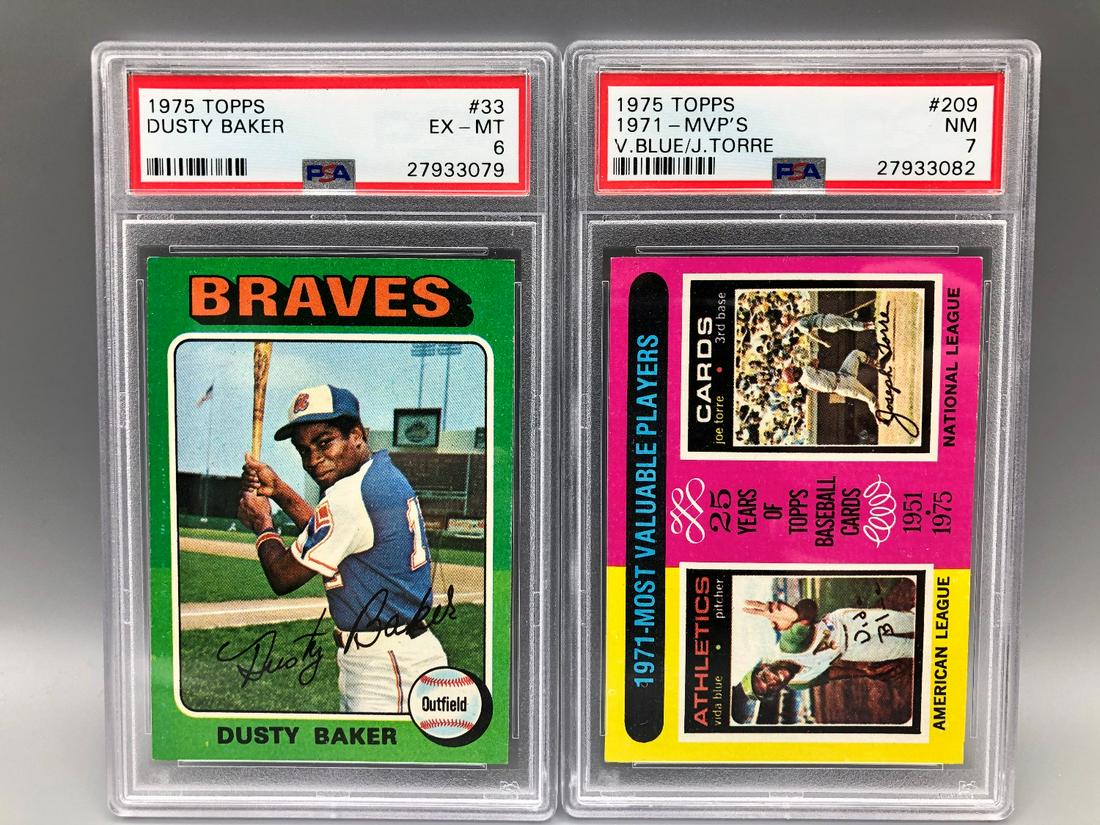 1975 Topps Dusty Baker PSA 6 & MVPs #209 PSA 7: 1975 Topps Dusty Baker PSA 6 & MVPs #209 PSA 7