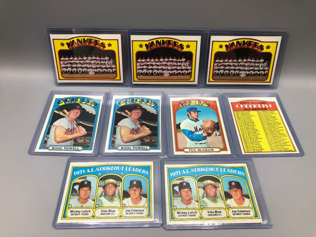 1972 Topps Baseball Lot of 9 Cards - New York Yankees (1 of 2)