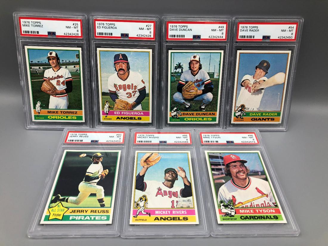 1976 Topps Baseball Lot of 7 PSA 8 Graded Cards - (1 of 2)