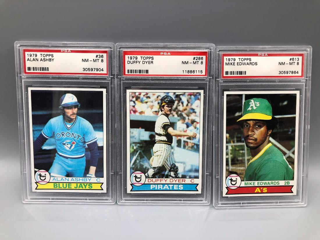 1979 Topps Baseball Lot of 3 PSA 8 Graded Cards - Alan (1 of 2)