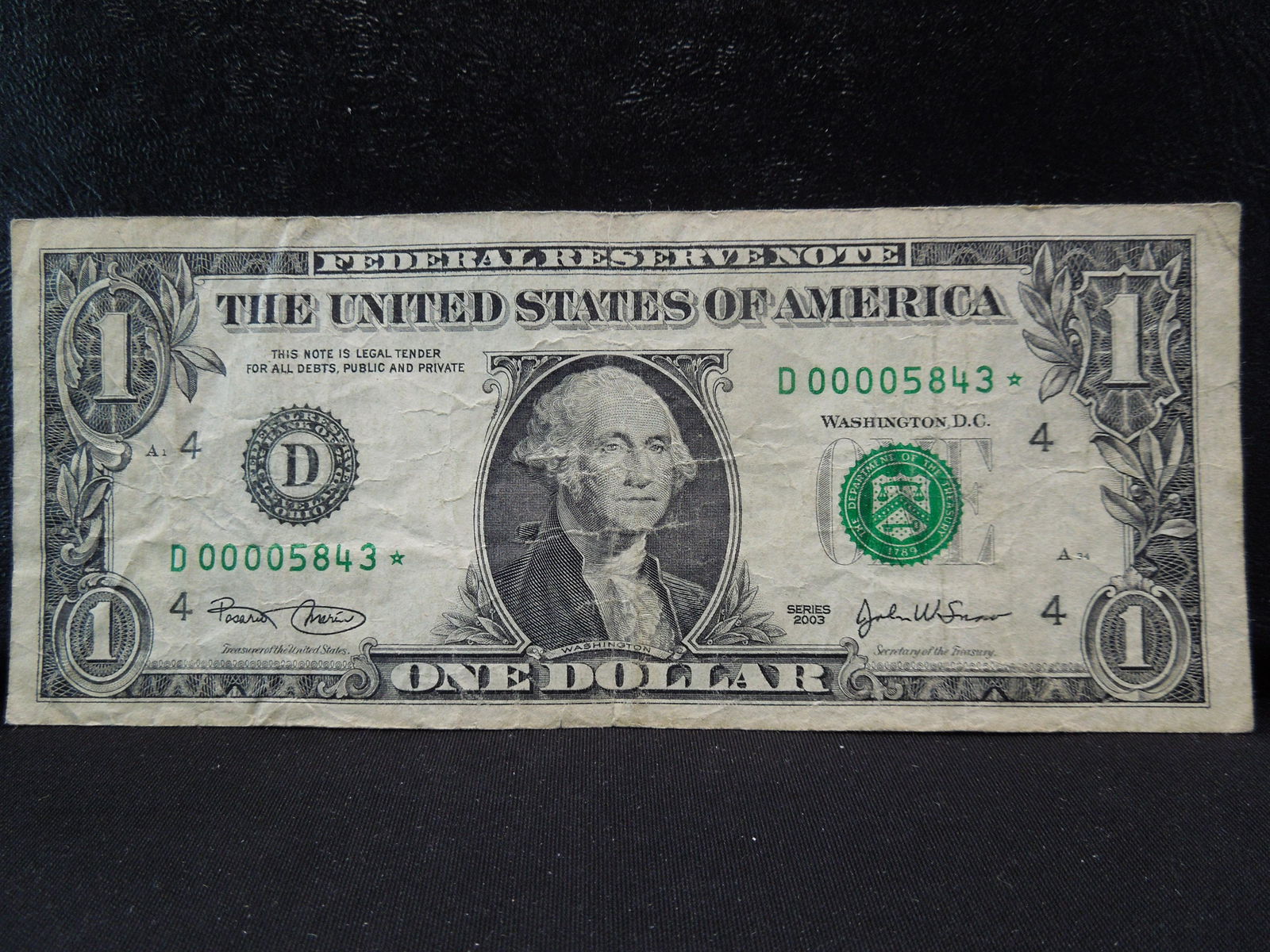 2003 Very Low Serial Number One Dollar Star Note, (1 of 3)