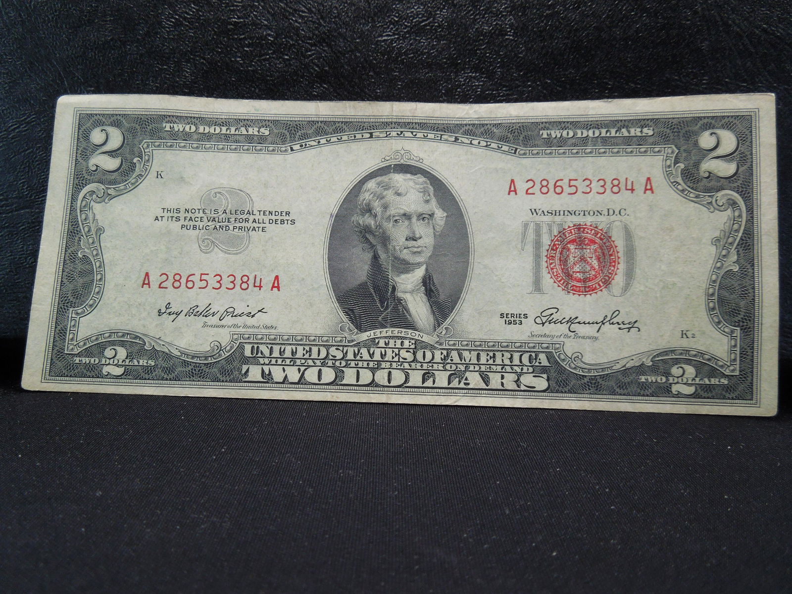 1953 RED $2 DOLLAR BILL, CRISP (1 of 3)