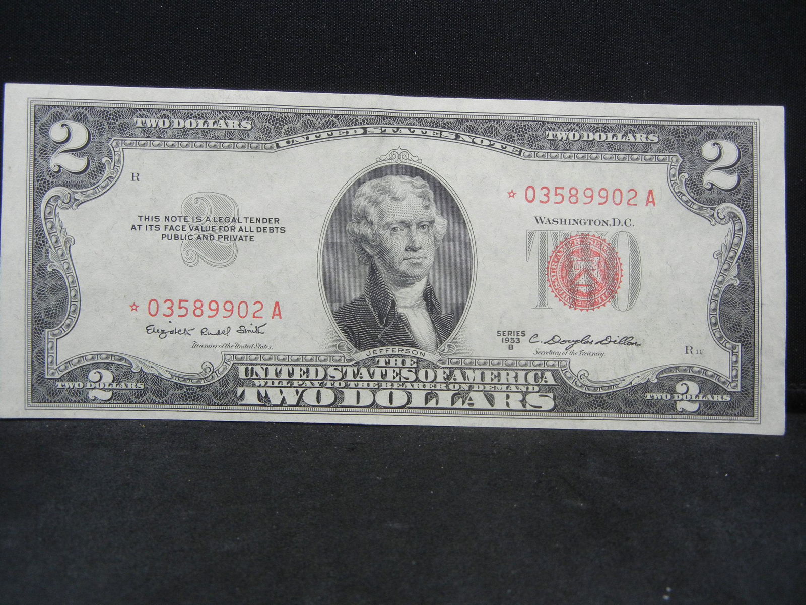 1953 B $2 Red Seal Note.  A STAR.  Crisp Uncirculated (1 of 3)