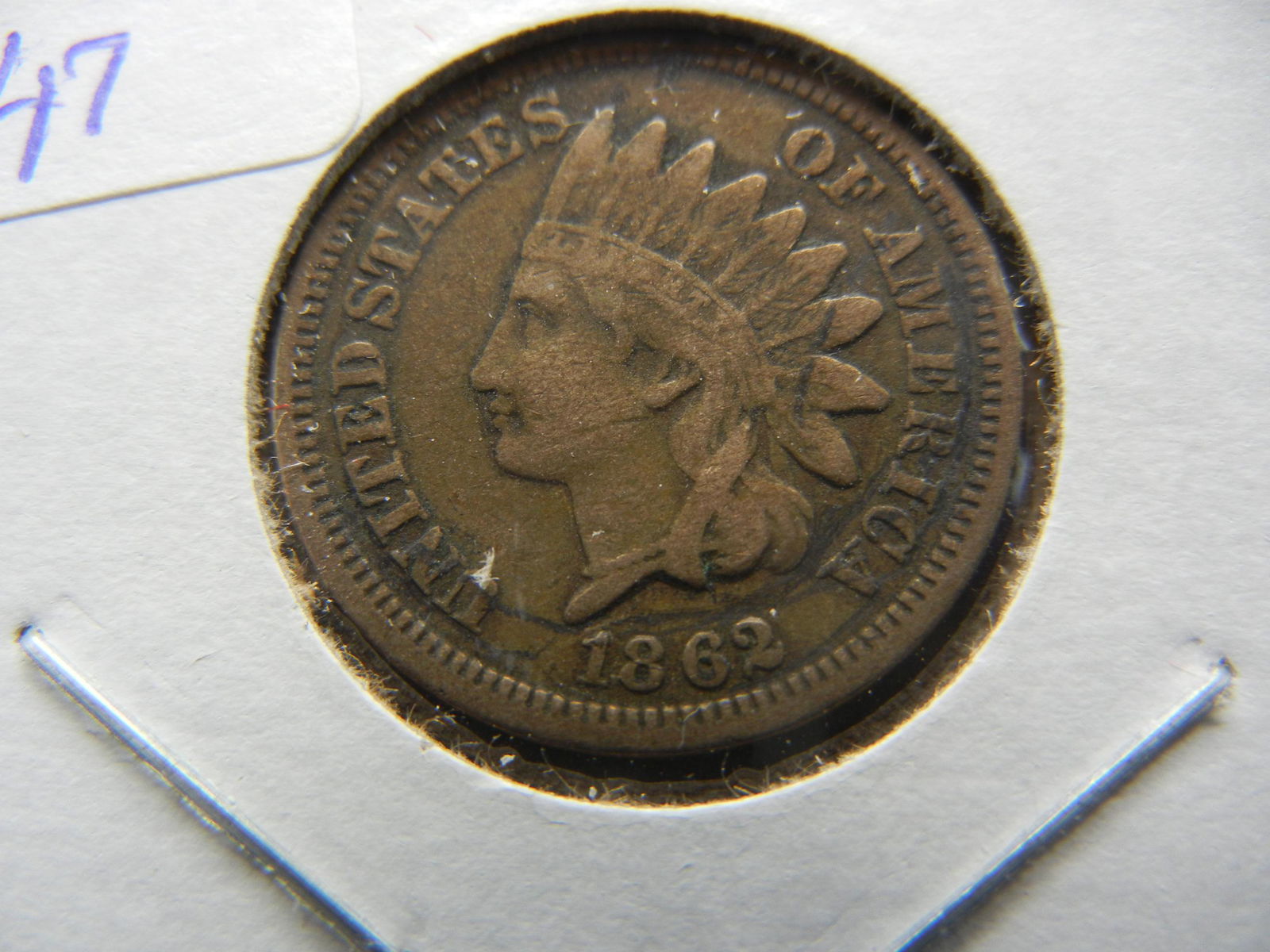 1862 Copper Nickel Indian Cent.  Very Fine. (1 of 3)