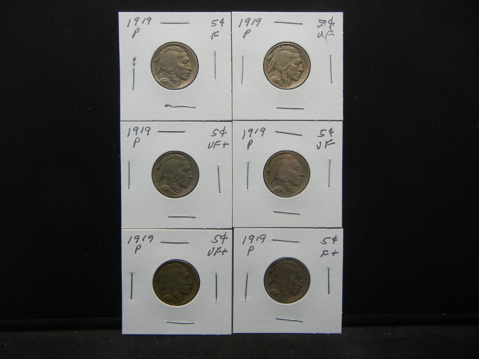 (6) 1919 Buffalo Nickels F-VF In Flips (1 of 5)