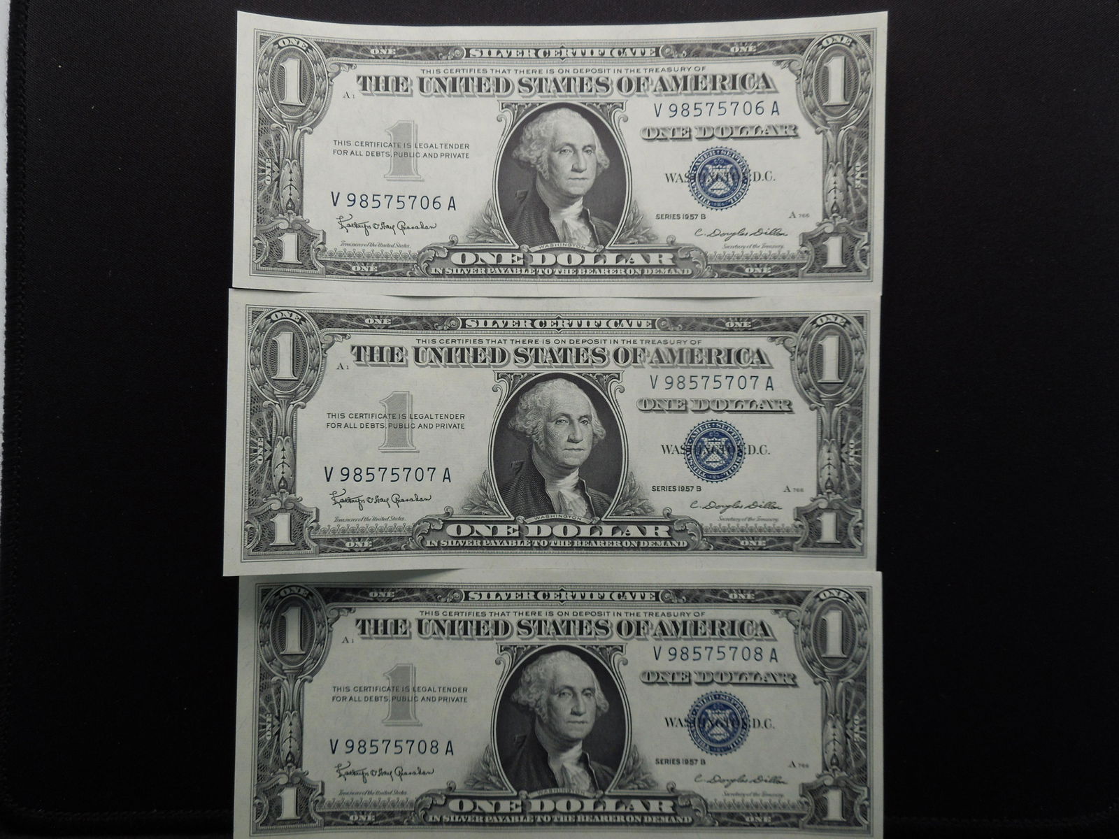 (3) Consecutive 1957 Silver Certificate Crisp Unc Paper (1 of 5)