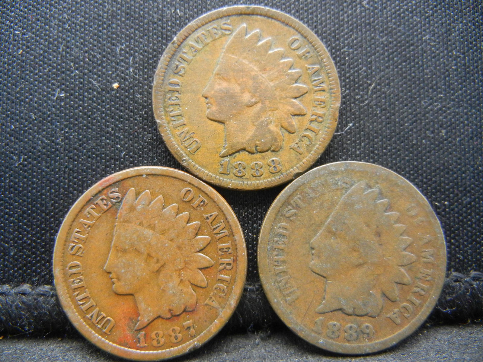 (1) ea. 1887, 1888, 1889 Indian Head Cent Nice Color (1 of 2)