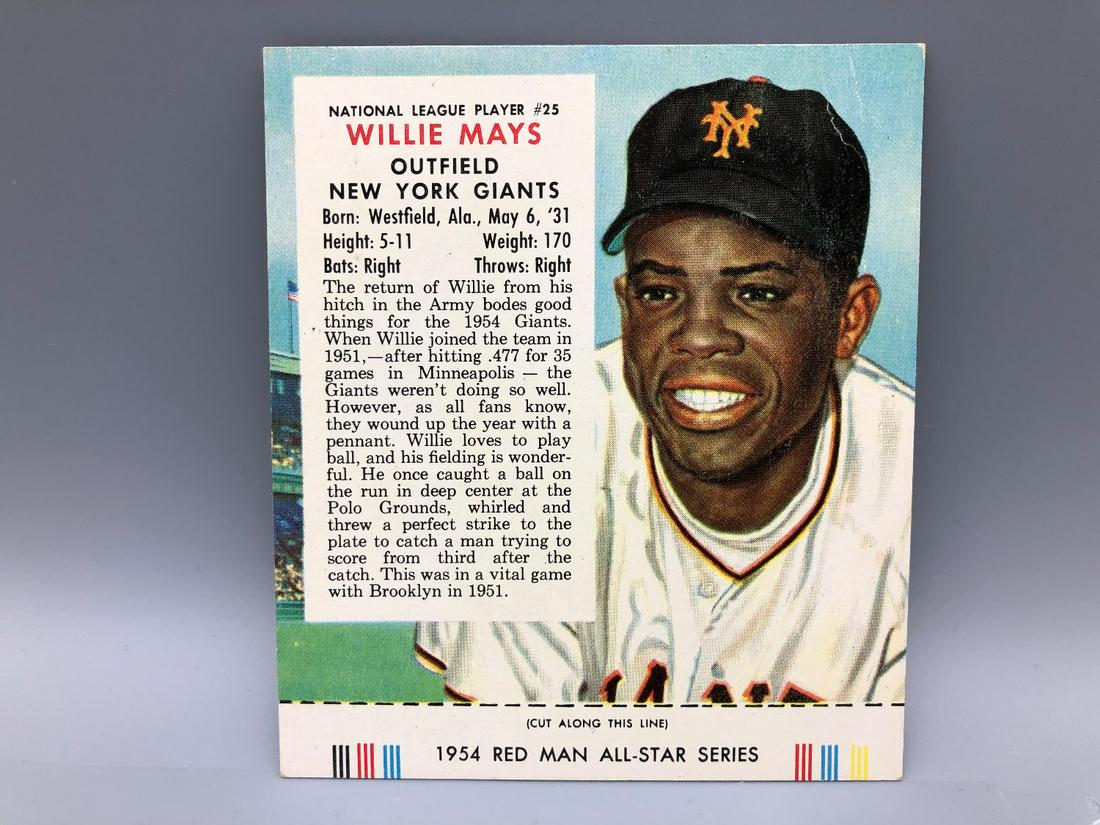 1954 Red Man Willie Mays #25 HOF: 1954 Red Man Willie Mays #25 HOF