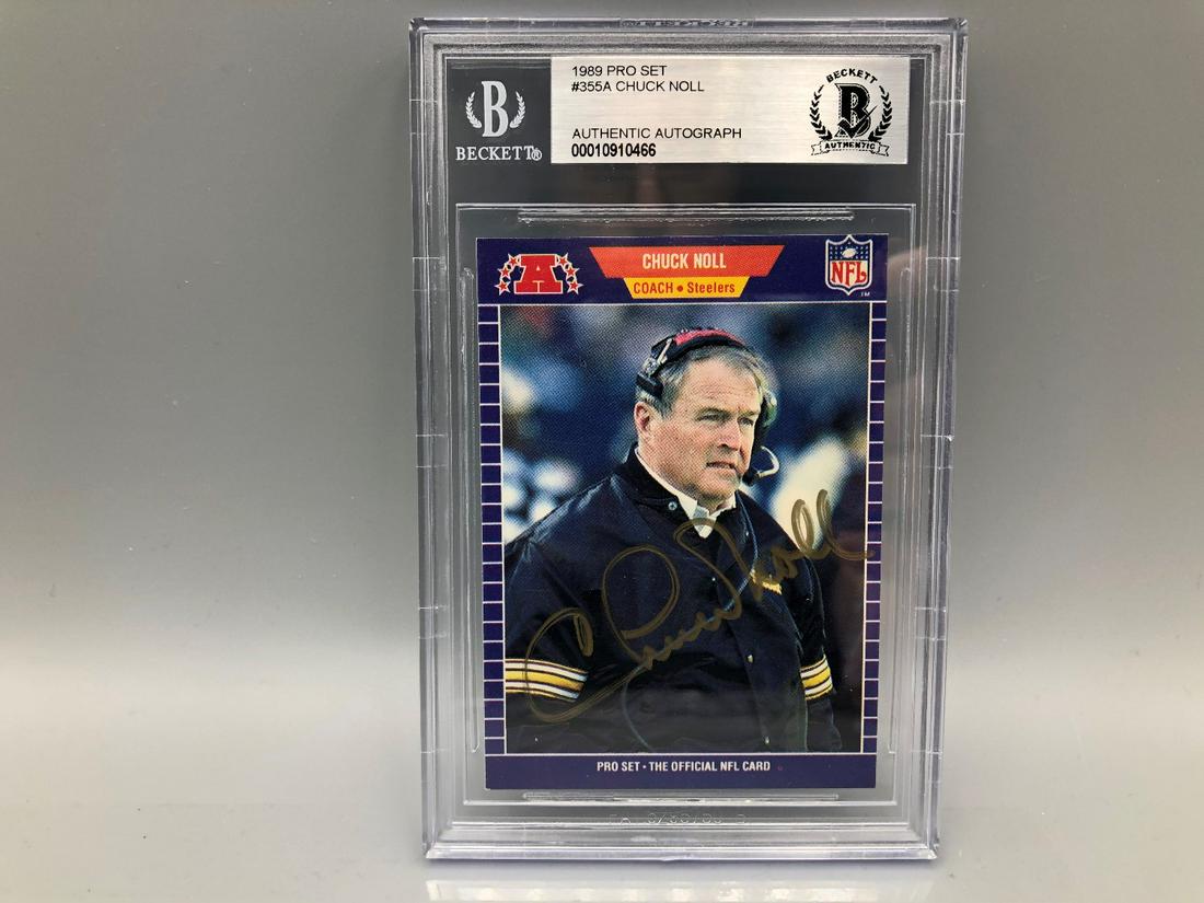 1989 Pro Set Chuck Noll Hand Signed Card - Certified (1 of 2)
