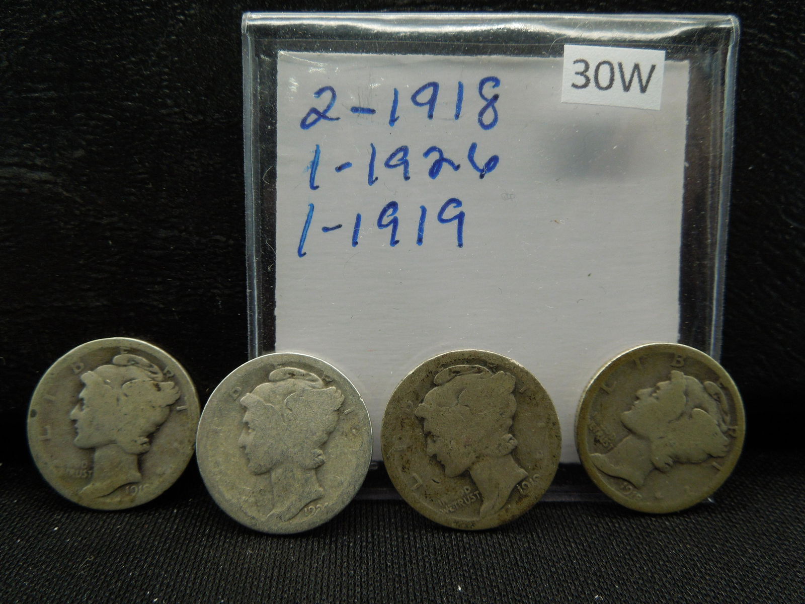 2) 1918, 1) 1926, & 1)1919 Mercury Dimes 90% Silver (1 of 5)