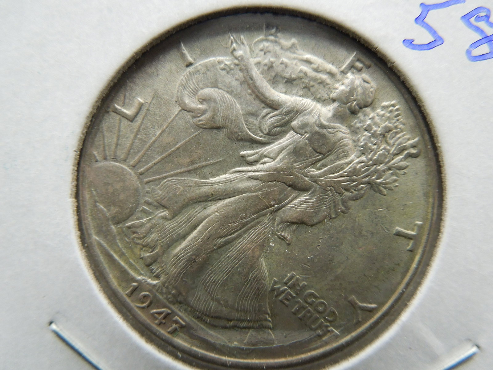 1947 Walker Half. Original Almost Uncirculated 58.: 1947 Walker Half. Original Almost Uncirculated 58.