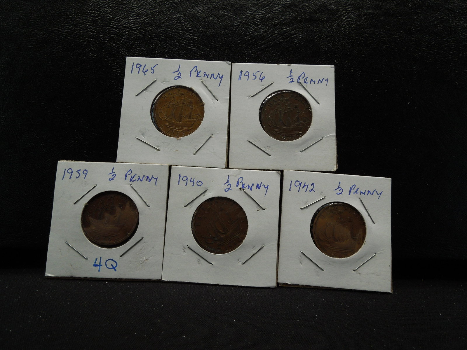 5-Great Britain Half Pennies: YES WE SHIP ALL COINS - $3.50 PLUS INSURANCE FOR ONE COIN for FIRST CLASS MAIL. We will combine shipping if multiple coins are purchased! Small flat rate $7.25 - Med Flat rate $13.95 - Large Flat Rate