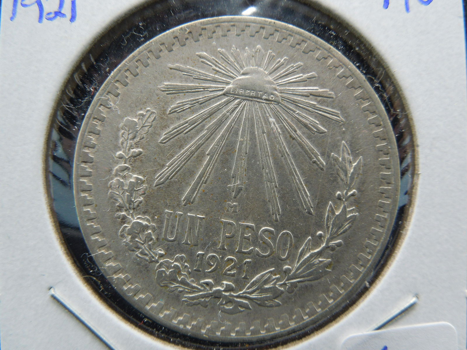 1921 Mexico Silver Peso.  Almost Uncirculated. (1 of 3)