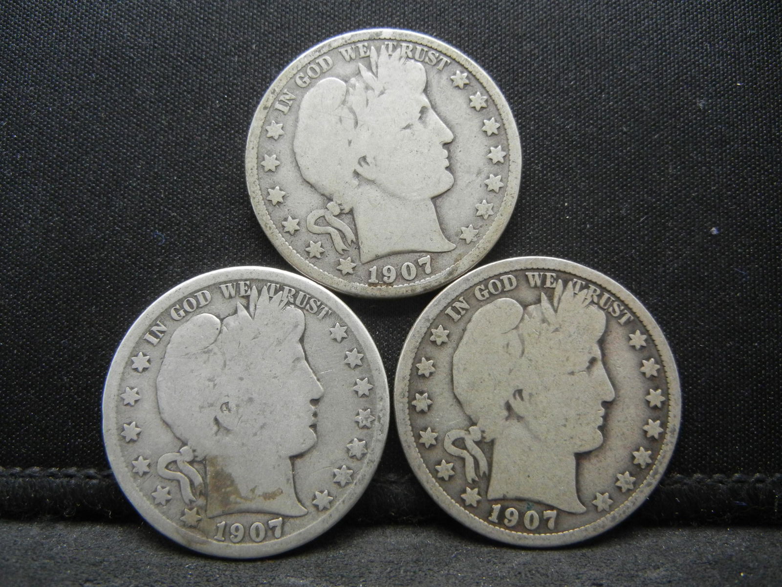 1907 P,D,S Barber Half Dollars - 90% Silver (1 of 2)