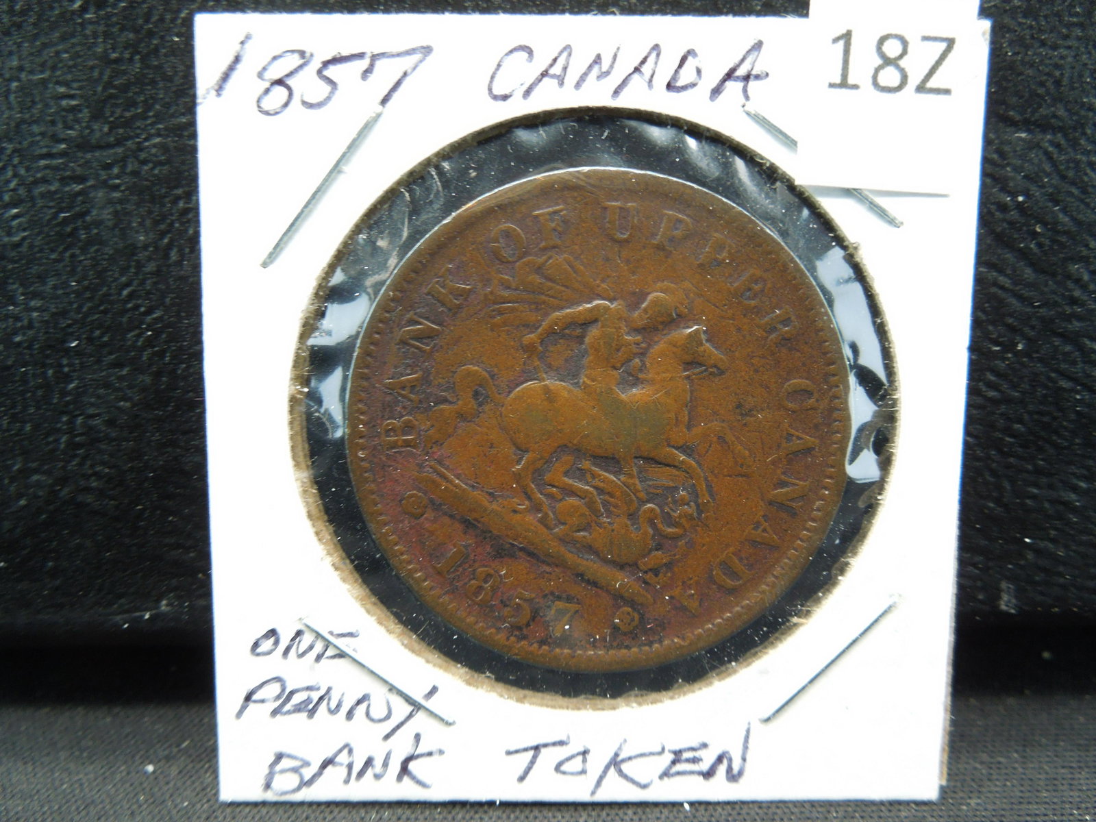 1857 Bank of Upper Canada Token Bank Penny: YES WE SHIP ALL COINS - $3.50 PLUS INSURANCE FOR ONE COIN for FIRST CLASS MAIL. We will combine shipping if multiple coins are purchased! Small flat rate $7.25 - Med Flat rate $13.95 - Large Flat Rate