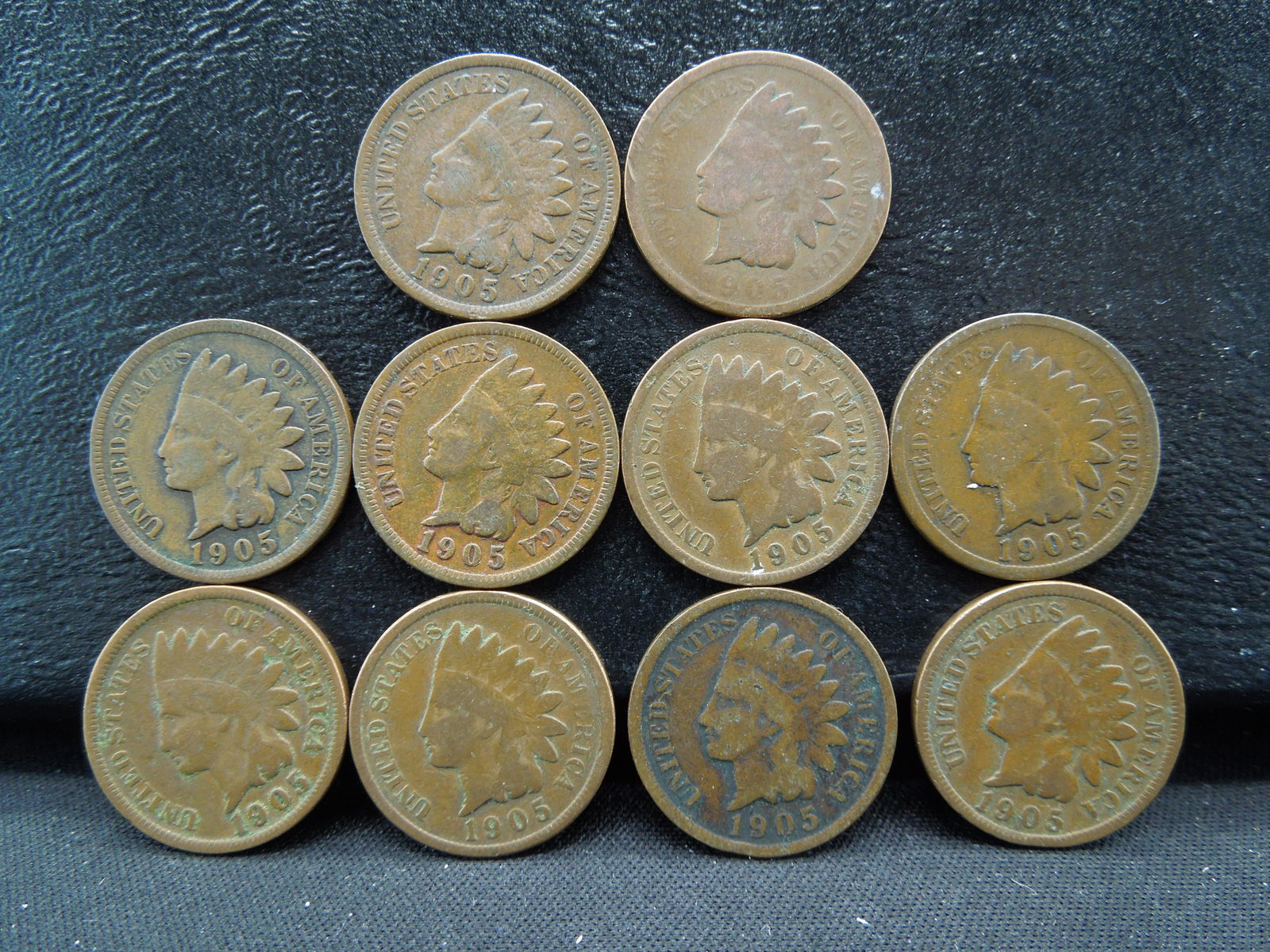 Ten 1905  Indian Head Cents (1 of 3)