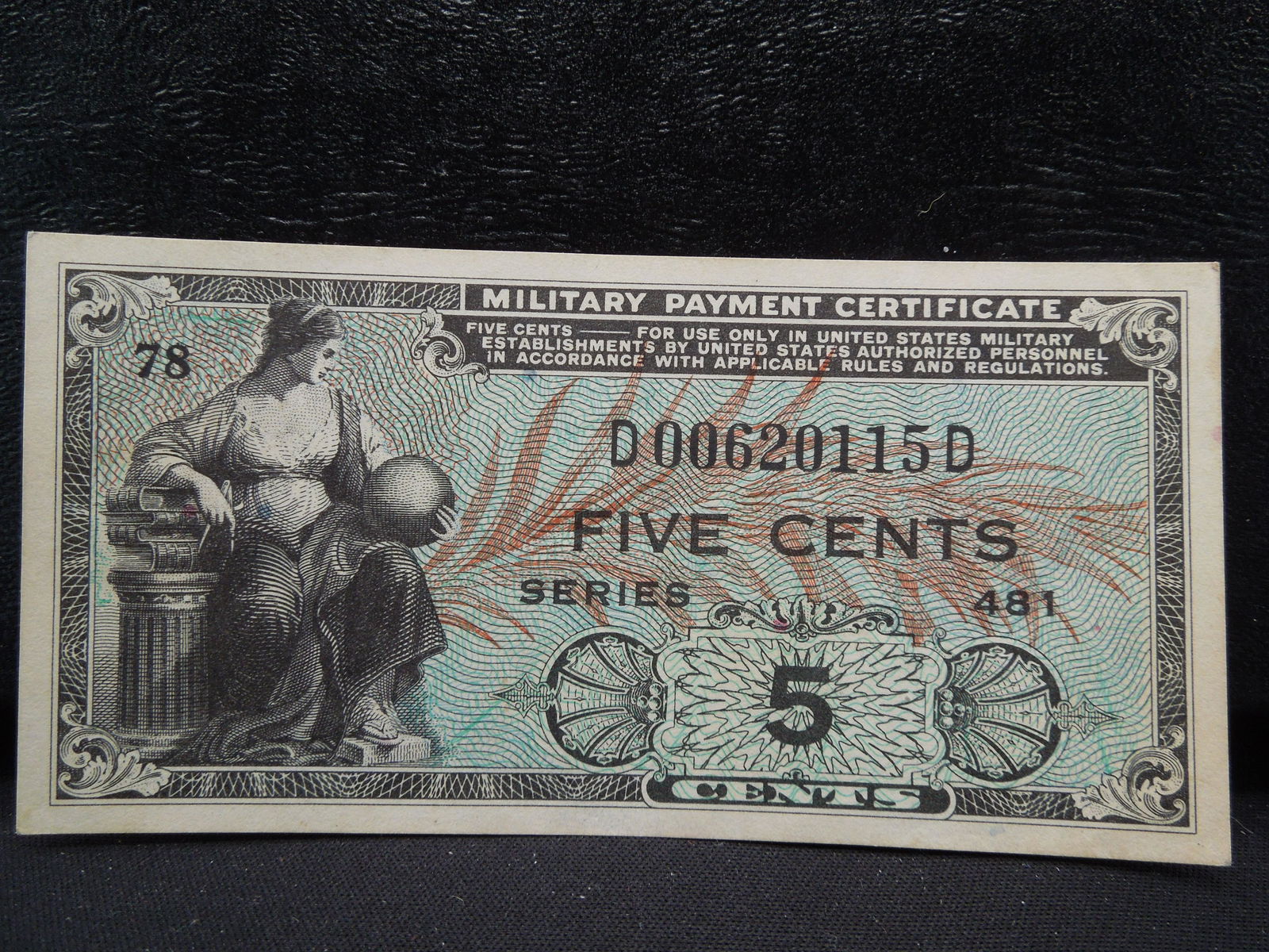 1951-54 Series 481 5 Cent Military Payment Certificate. (1 of 2)