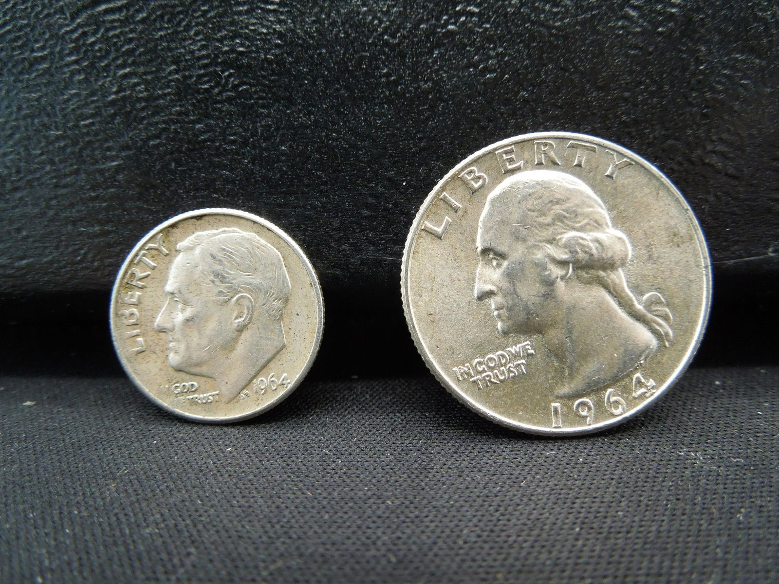 1964 Washington Quarter & Roosevelt Dime 40% Silver (1 of 3)