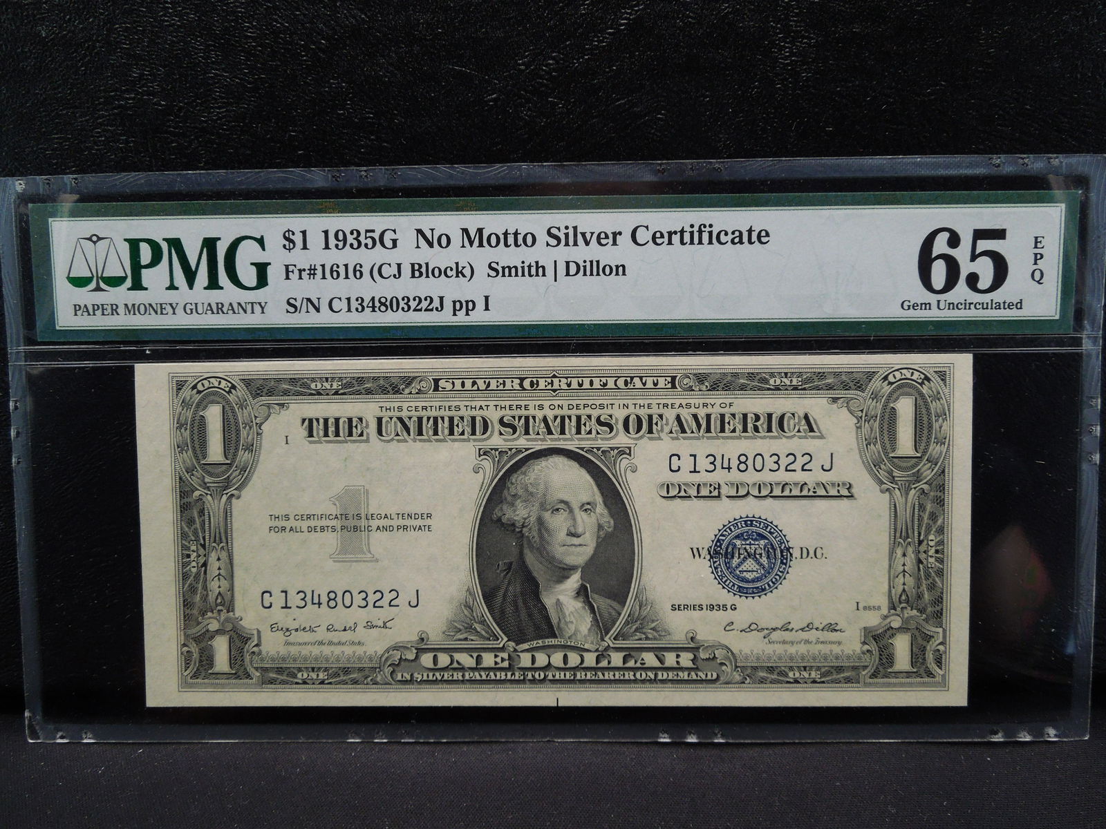 1935 G NO Motto $1.00 Silver Certificate PMG 65EPQ (1 of 5)