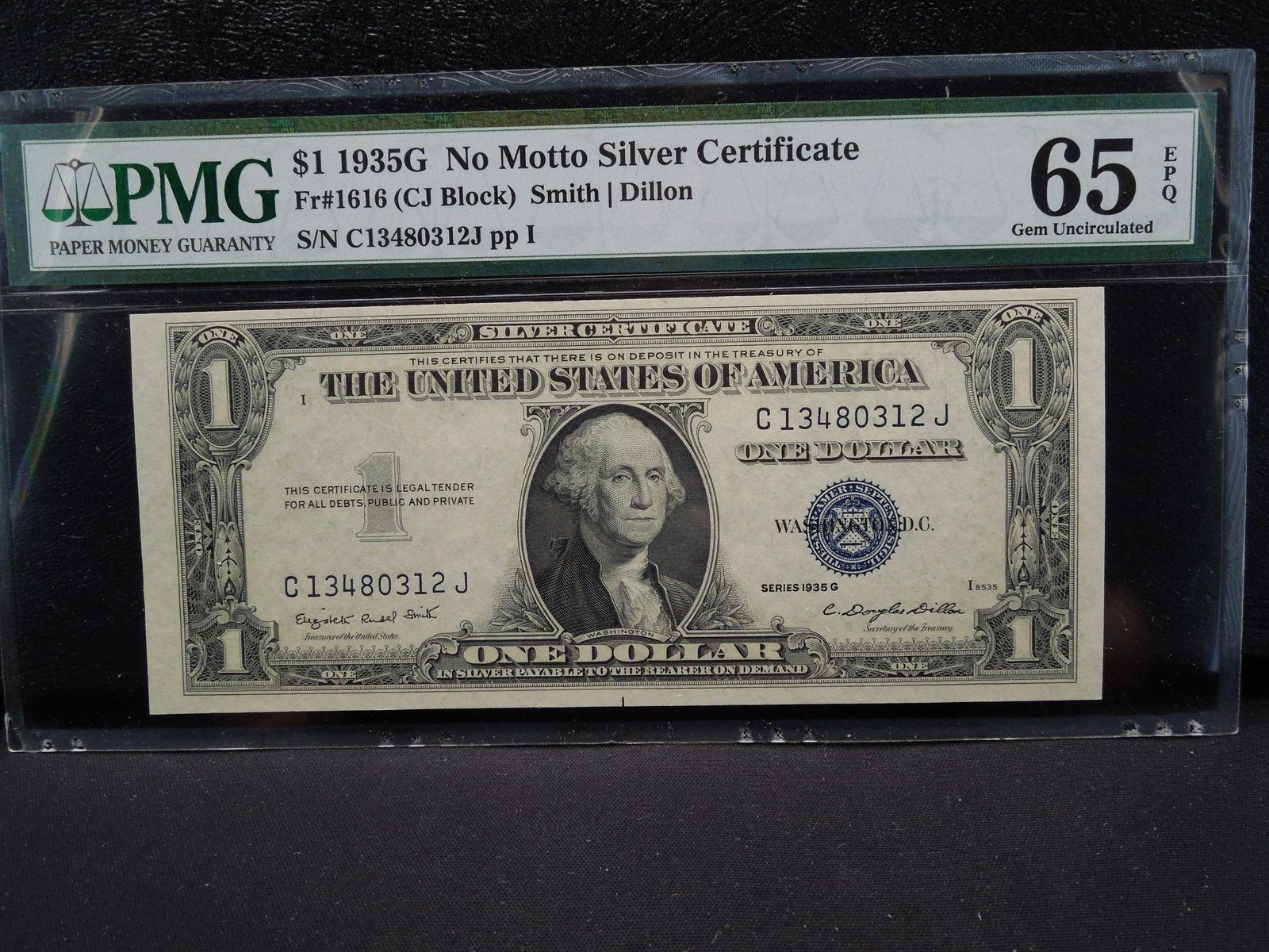 1935 G NO Motto $1.00 Silver Certificate PMG 65EPQ (1 of 4)