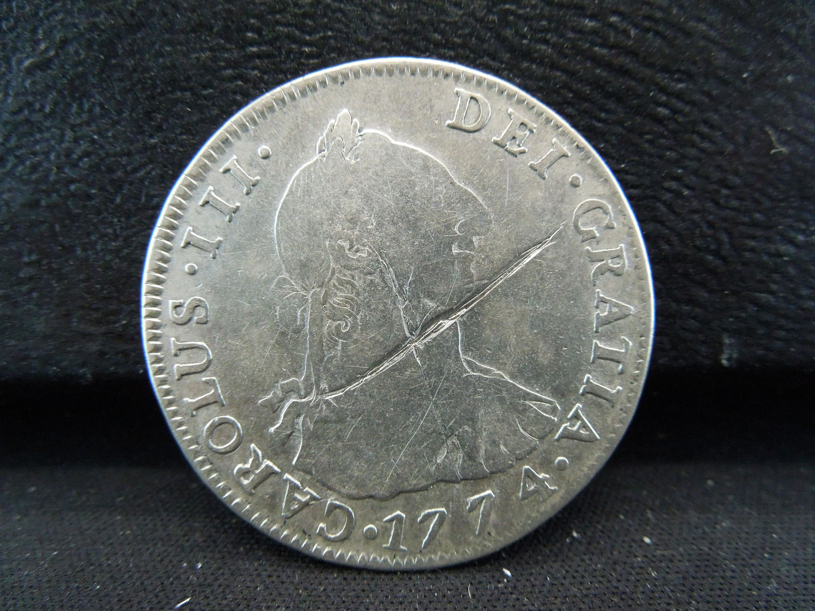 1774 Spanish Silver 4 Reales Scratched Obverse (1 of 2)