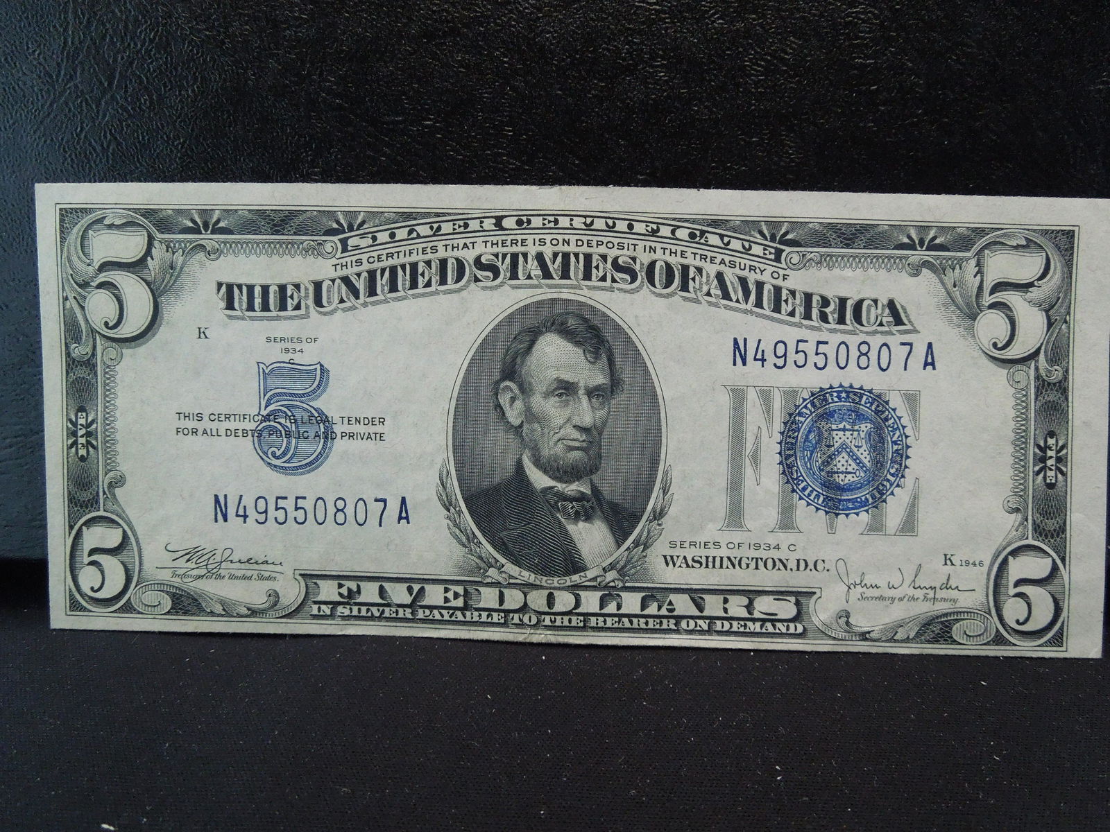 1934-C $5 Silver Certificate.  Uncirculated. (1 of 5)