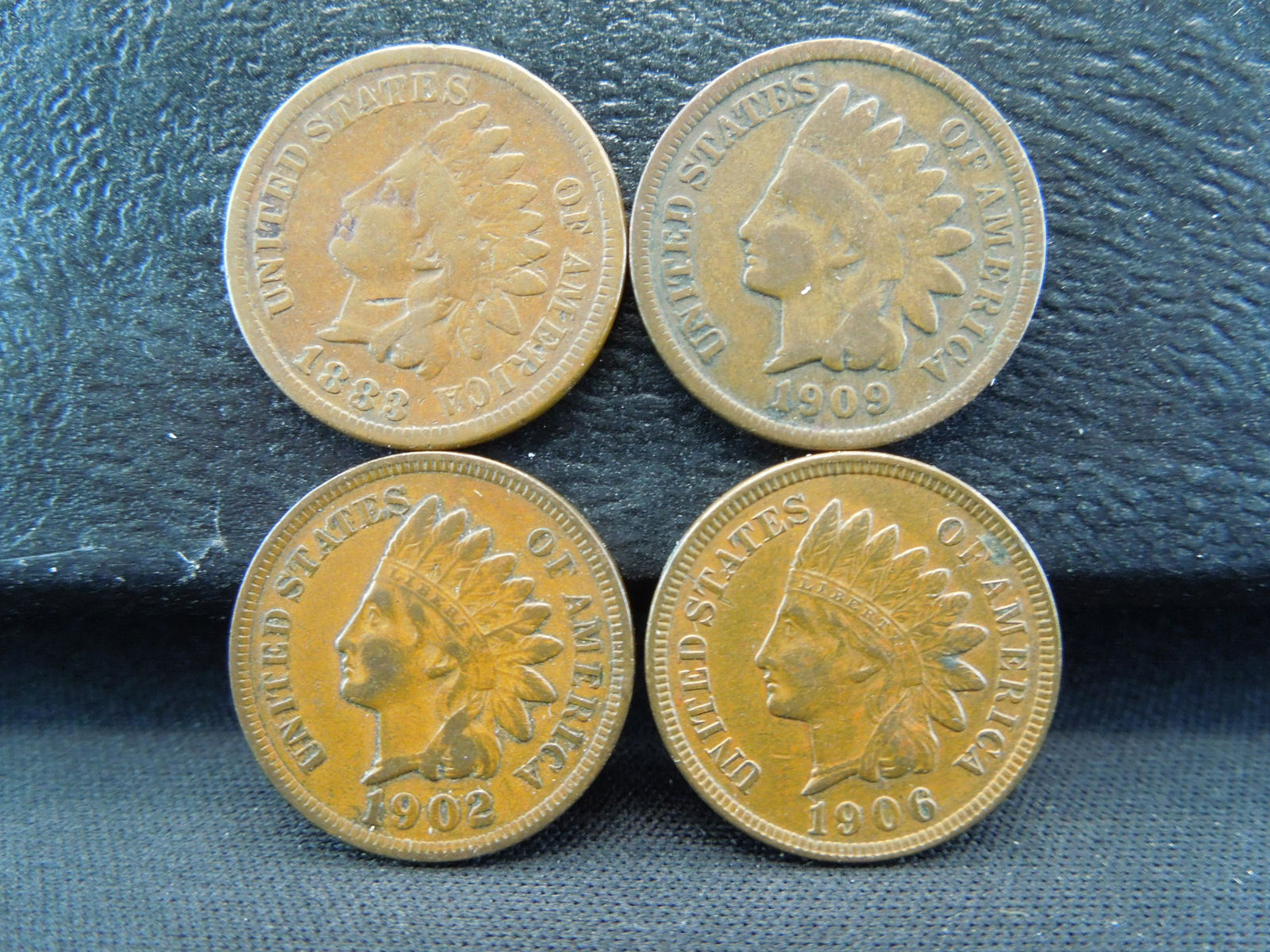 (4) Indian Cents 1902,06 Both XF, 1883+1909 (1 of 2)