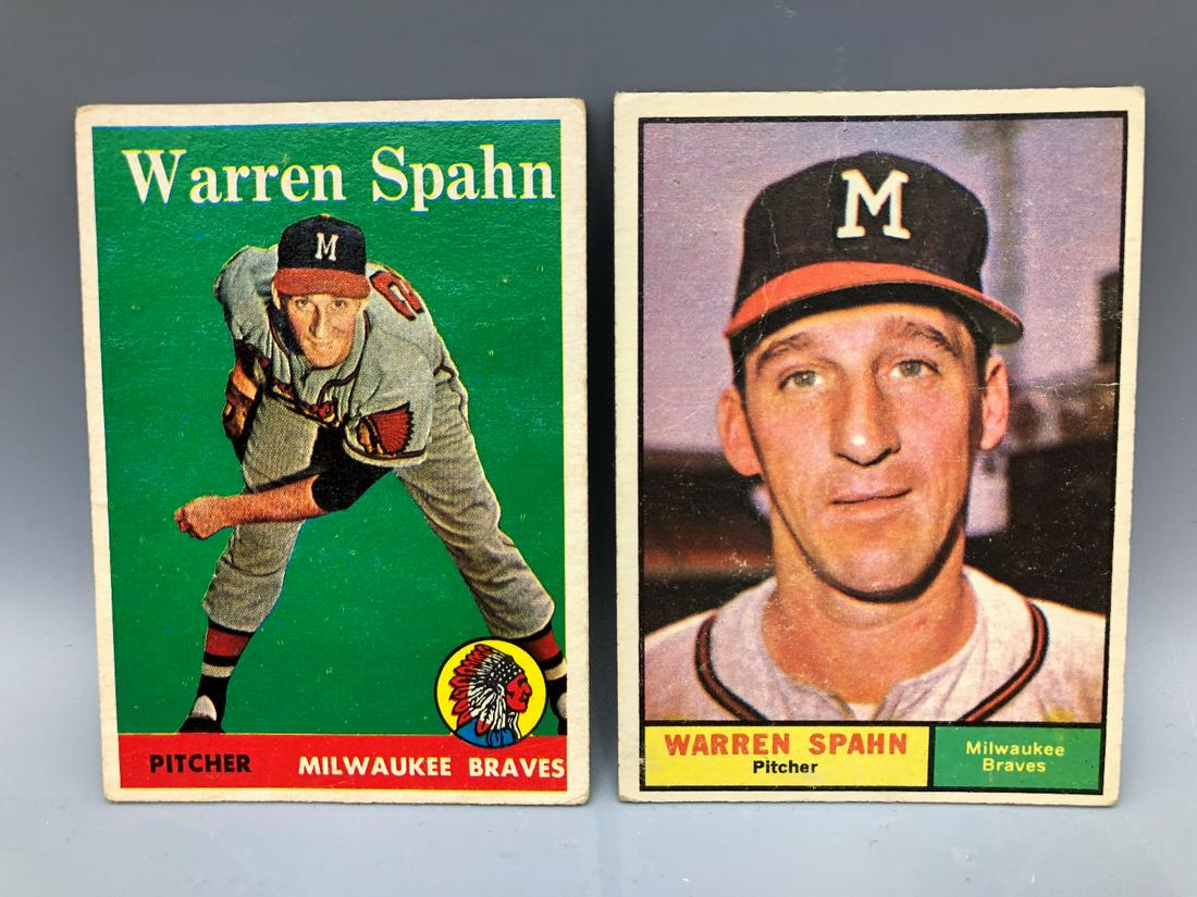 (2) Warren Spahn cards, 1958 & 1961 Topps (1 of 2)